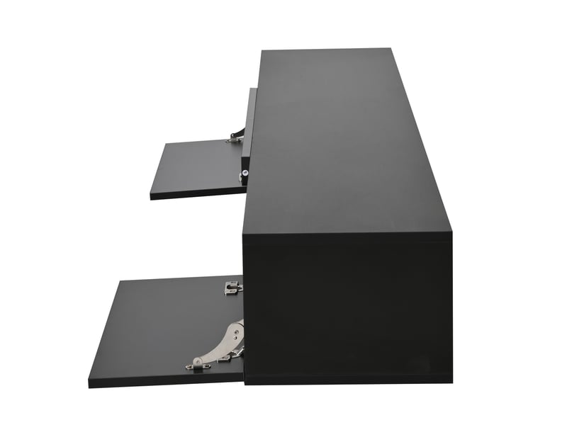 Meuble tv mural noir haute brillance avec led 160x31x22 cm pour tv 70 pouces, design moderne et rangement suspendu - Conforama D