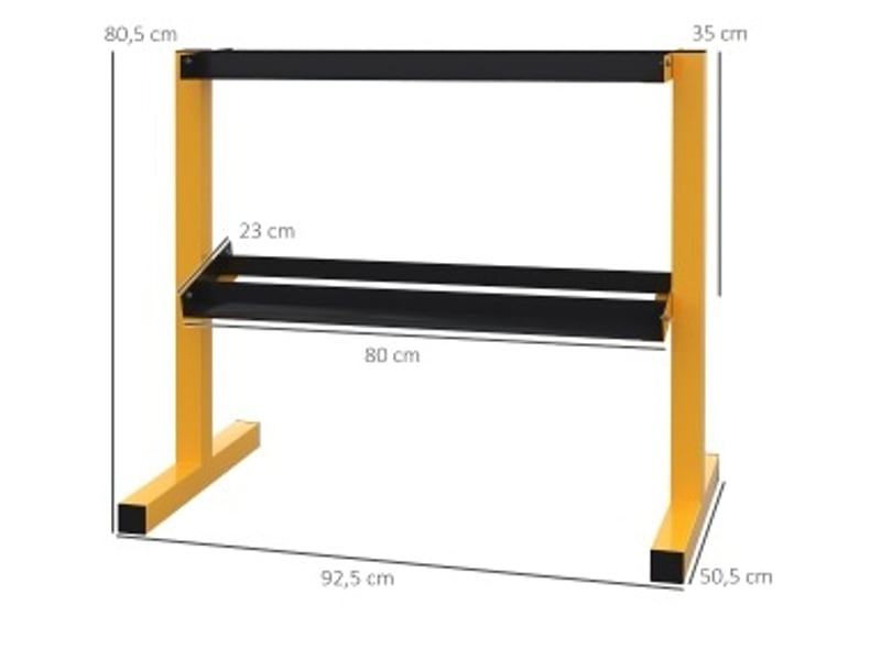  Support d'haltères 2 niveaux en acier jaune, charge totale 270 kg, rangement compact pour votre espace fitness  - Conforama C