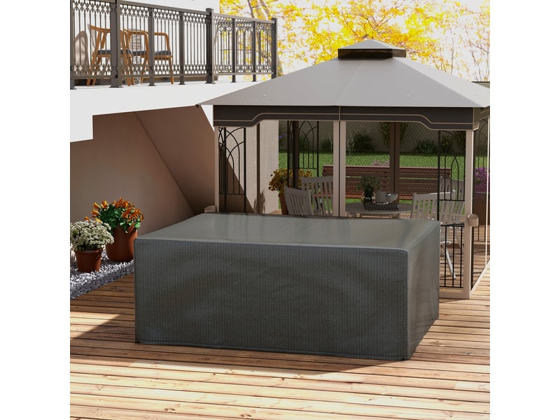  Housse salon de jardin extérieure bâche de protection extérieure anti-uv en polyéthylène 235 x 190 x 90 cm gris  - Conforama C