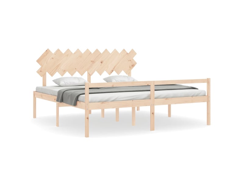  Lit double- lit adulte -  lit pour personne âgée et tête de lit 200x200 cm bois massif  - Conforama A