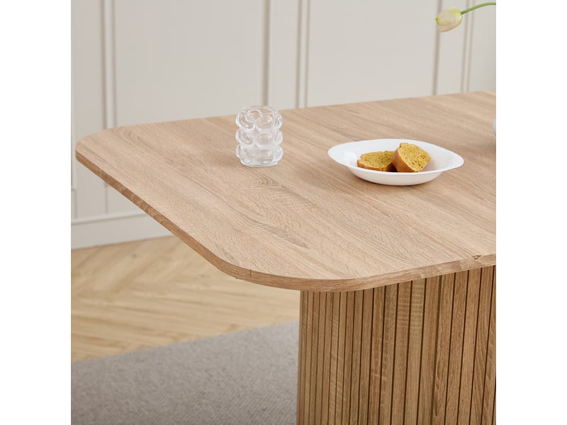  Table à manger ovale  - l160cm table - style campagnard - mdf couleur chêne - pour 6-8 personnes  - Conforama B