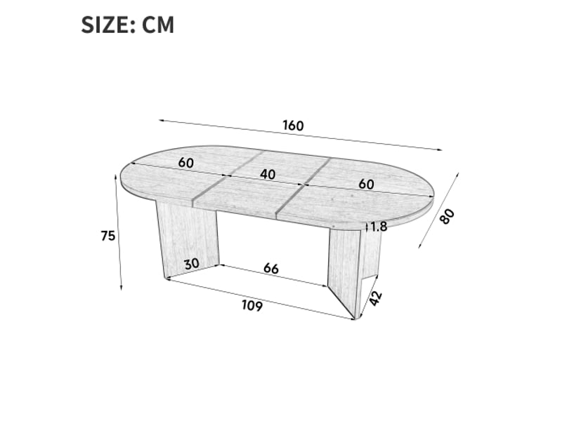  Table à manger 160x80 cm – bois chêne – 6–8 places – coins arrondis – plateau épais – style simple – couleur chêne  - Conforama C