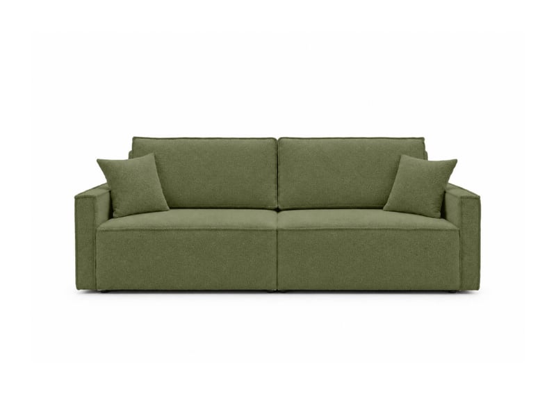 Farah - canapé droit 3 places convertible accoudoirs slim en tissu bouclettes texturées - Conforama E