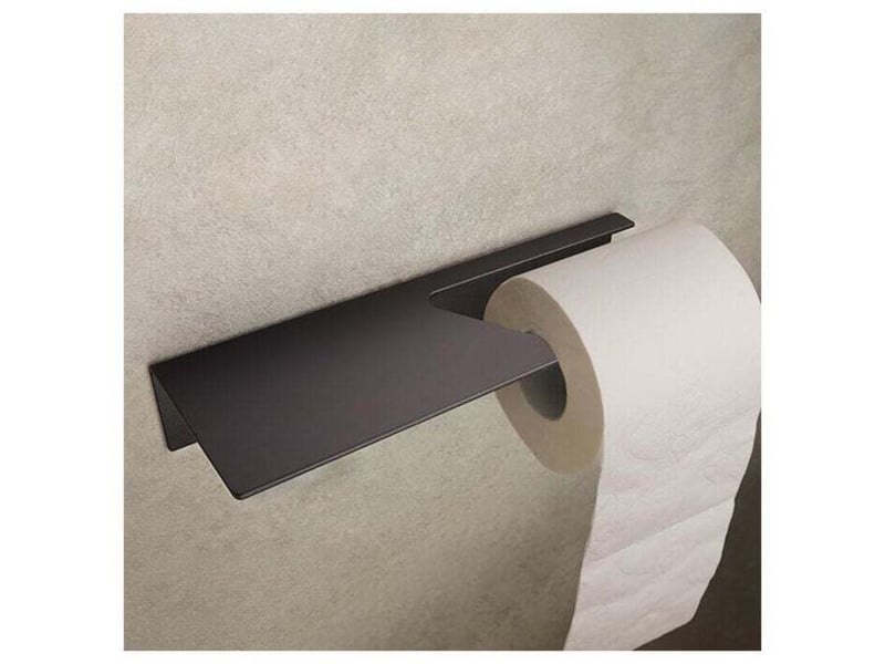  Porte-papier toilette design hamburg sans perçage  porte-papier toilette mural autocollant pour salle de bain  porte-papier toilette  noir mat  - Conforama A