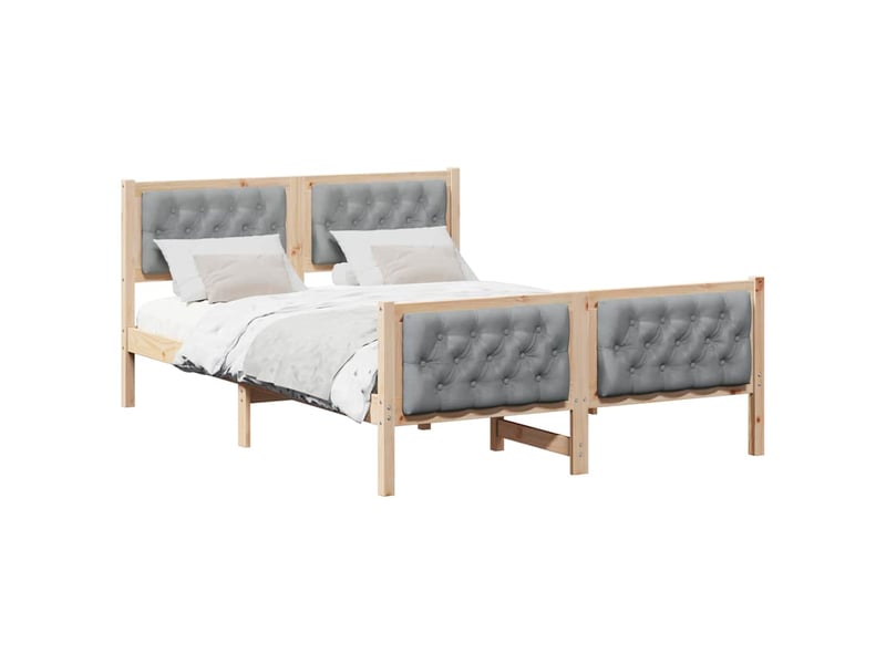 Lit double- lit adulte - cadre de lit gris clair 140 x 190 cm pin massif - Conforama B