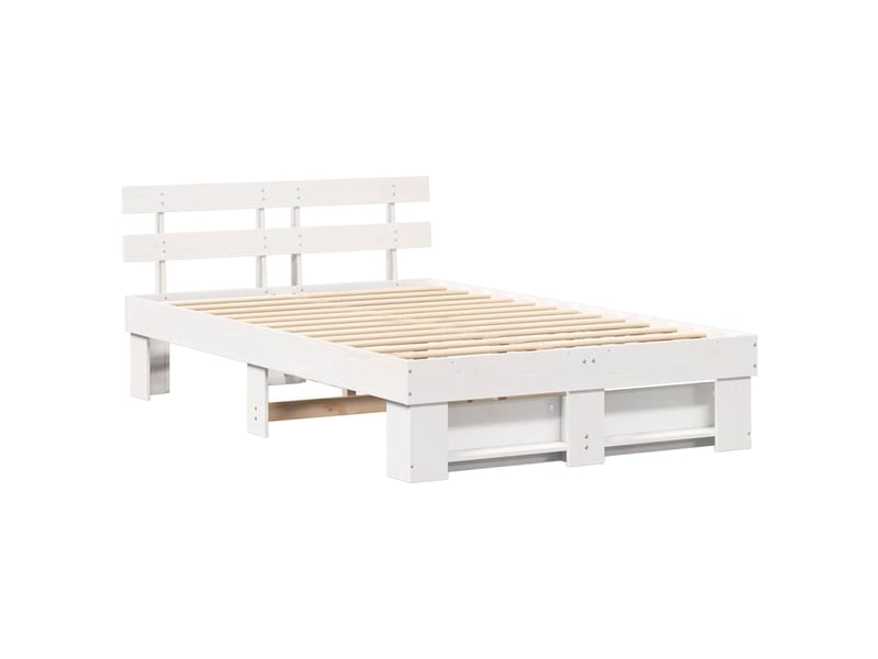  Lit double- lit adulte -  cadre de lit avec tête de lit blanc 120 x 190 cm pin massif  - Conforama C