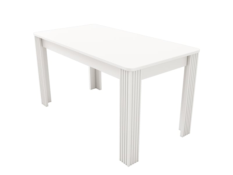  Table de salle à manger 116 x 65 x 75 cm, table rectangulaire, panneaux de particules, 4 pieds, blanc  - Conforama E