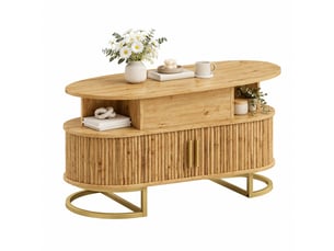 Table basse ovale coloris naturel <strong>CHICFURN</strong> <strong></strong> - 50 cmx100 cm