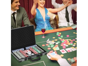 Set de poker 400 jetons de 11,5 g, mallette grise en plastique abs, pour jouer jusqu'à 10 joueurs
