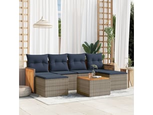Vidaxl ensemble de canapé de jardin 7 pcs avec coussins gris résine tressée