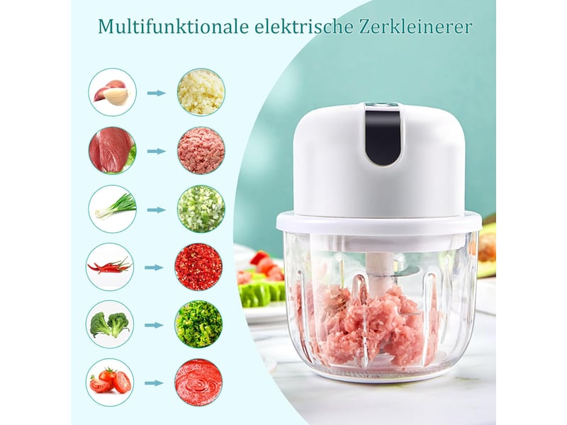  Coupe-oignons électrique 300 ml, hachoir à oignons de cuisine, rechargeable par usb, hachoir à ail, hachoir à légumes, pour viande, oignons, ail  - Conforama E