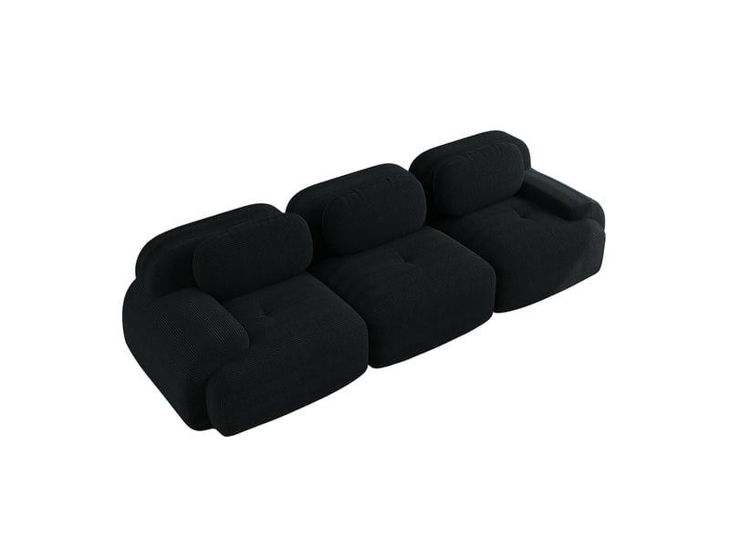  Canapé modulable modenvie 3 places sans cadre en velours côtelé noir 298 x 103 x 70 cm  - Conforama A