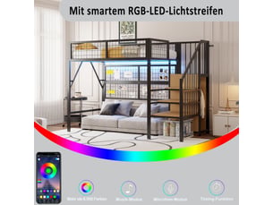 Lit mezzanine 90x200 cm <strong></strong> <strong></strong> coloris noir