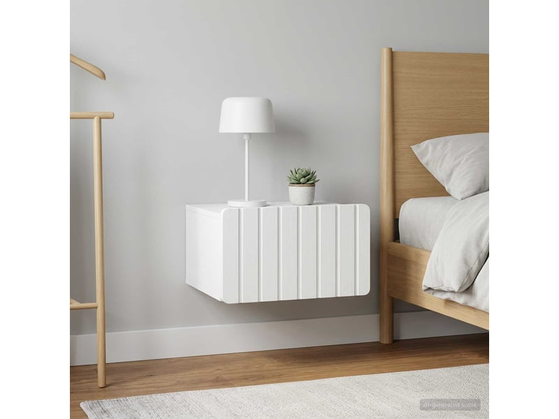  Table de chevet - cabinet de chevet - table de nuit mural 2 pc blanc 49 x 34,5 x 24 cm  - Conforama C