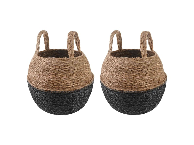 Jardinière - pot de plante avec poignées 2 pcs noir ø 22 x 20 cm - Conforama A