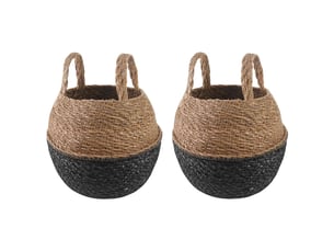 Jardinière - pot de plante avec poignées 2 pcs noir ø 22 x 20 cm