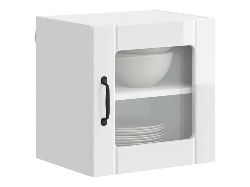  Meuble mural de cuisine, cabinet en verre mural 2 pcs blanc brillant shl6119  - Conforama C