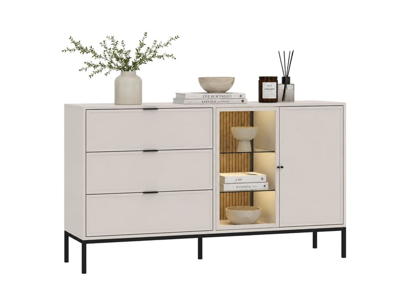  Buffet leriti, commode 3 tiroirs, 150x40x92h cm beige cachemire Leriti - Conforama A