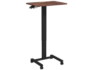 Bureau assis-debout, table pour ordinateur portable, hauteur réglable, 4 roulettes, 65 cm x 48 cm x 108 cm, marron et noir