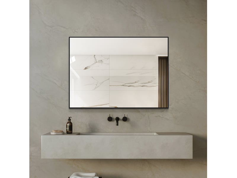  Miroir de salle de bain 50x70 cm mural montage horizontal ou vertical aluminium noir  - Conforama C