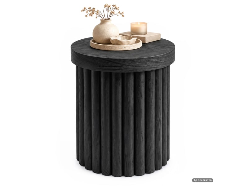 Table basse tino noire 40 cm ronde à piètement cannelé 40x40x49 cm TINO - Conforama A