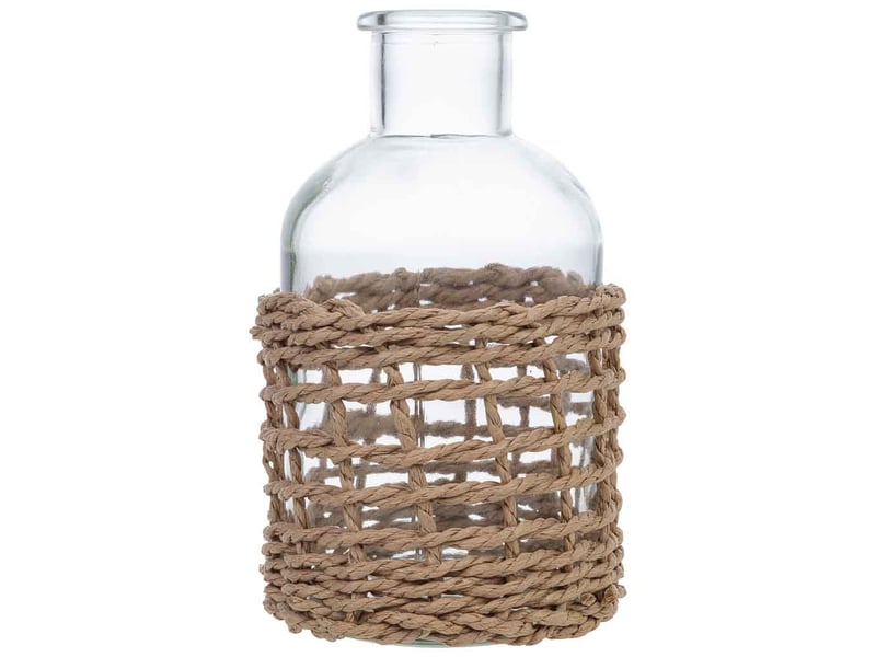  Bougeoir en verre doublé de fibres naturelles brunes d3,66,5 x 12,7 h cm  - Conforama B