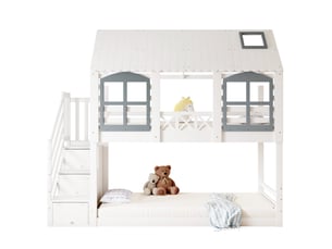 Lit superposé 90x200 cm <strong>MERAX</strong> <strong>lit enfant blanc</strong> coloris blanc