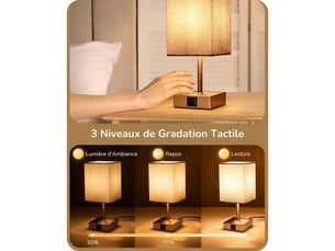 Lampe de chevet tactile dimmable set de 2 avec usb-c usb-a e27 2700k gris 28 cm