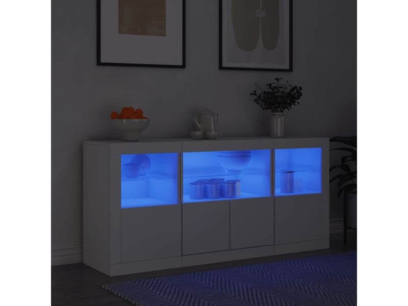 Buffet - bahut - meuble de rangement avec lumières led blanc 142,5x37x67 cm - Conforama B