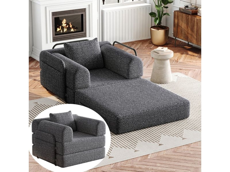  Canapé-lit chenille - 2-en-1 - compartiment de rangement - trois cadres métalliques - montage facile - gris gris - Conforama B