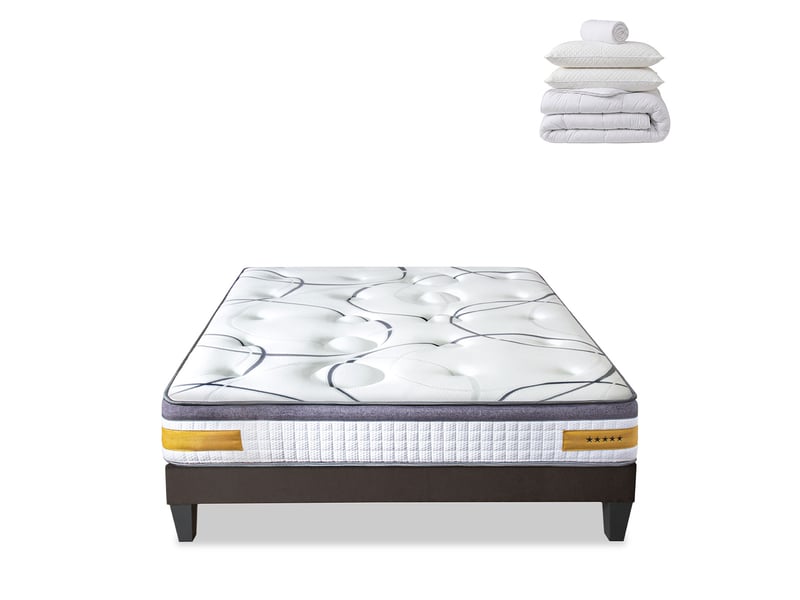  Prêt-à-dormir copenhague avec sommier, couette, oreillers et protège-matelas - 24 cm -  140x200 cm 4VP.PL.K15.K.1420 - Conforama A