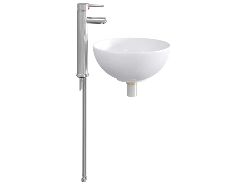 Lavabo de salle de bain avec robinet et drain chrome shl1409 - Conforama A