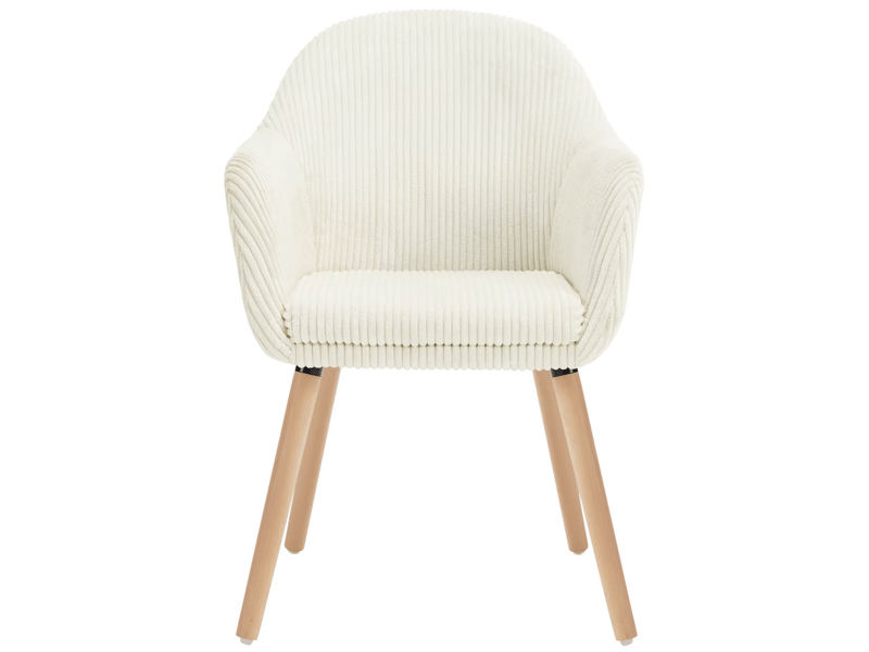  Chaise de salle à manger avec accoudoirs et pieds réglables  - velours côtelé beige 53,5 × 46 × 83,5 cm  - Conforama A