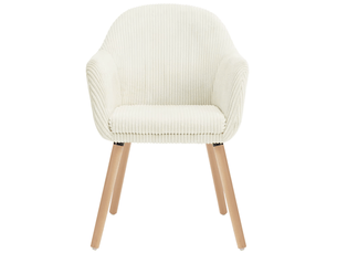Chaise de salle à manger avec accoudoirs et pieds réglables - velours côtelé beige 53,5 × 46 × 83,5 cm