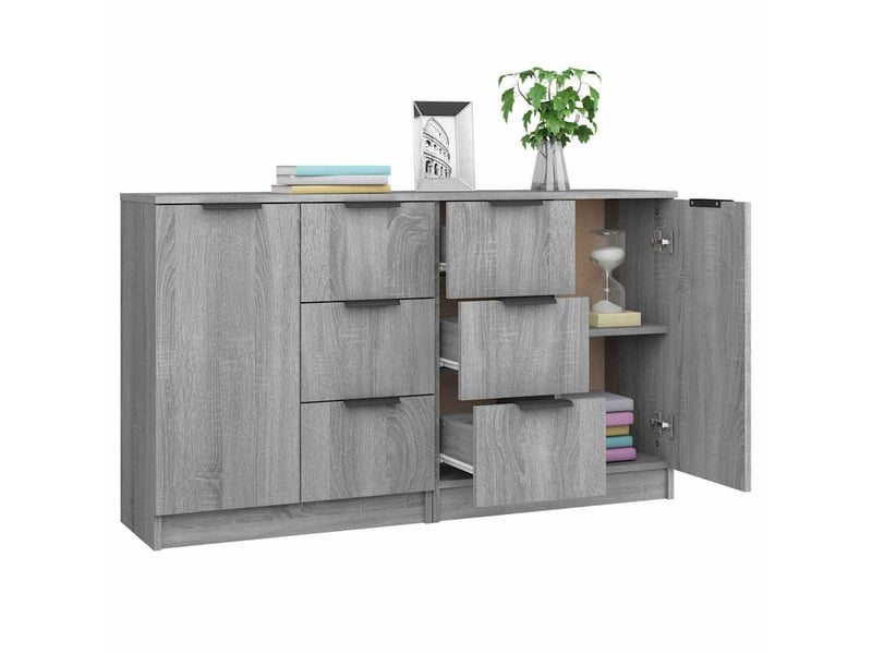  Buffets 2 pcs - bahut - meuble de rangement sonoma gris 60x30x70 cm bois d'ingénierie  - Conforama D