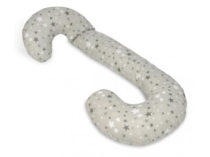 Coussin usages multiples etoiles girses et blanches sur fond gris