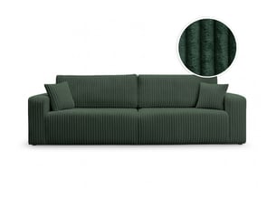 Canapé droit fixe LOUNGITUDE ALYA 3 places Velours vert avec coffre de rangement