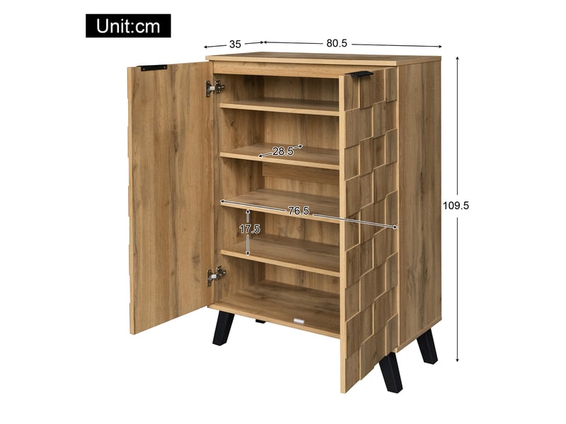  Buffet meuble à chaussures 80,5x35x109,5 cm, buffet de rangement, 5 compartiments, étagères réglables, entrée - bois  - Conforama C