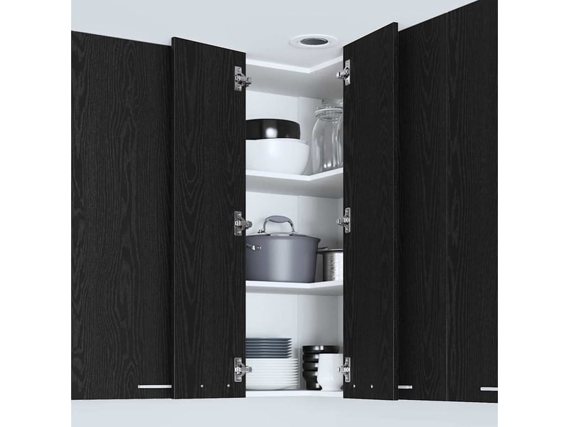 Meuble de rangement cuisine, armoire suspendue chêne noir et blanc 57x57x100cm - Conforama D