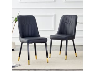 Lot de 2 chaises de salle à manger modernes 40x40x89 cm, confortable, chaise cuisine, assise rembourrée, noir, métal+pu