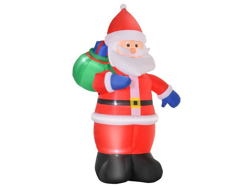  Père noël gonflable led 2,4h m avec hotte polyester imperméable rouge  - Conforama A