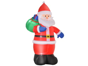 Père noël gonflable led 2,4h m avec hotte polyester imperméable rouge