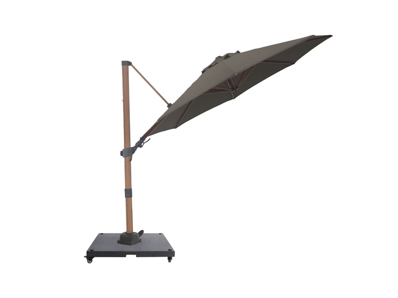  Axi solis parasol déporté rond avec pied de parasol, ø 300 cm, aspect boistaupe | pour le jardin terrasse avec armature thermolaquée | housse de protection inclus  - Conforama E