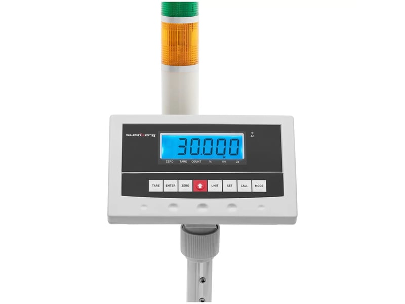  Balance plateforme professionnelle industrielle pèse-colis 30 kg 0,001 kg 30 x 40 cm kglb avec signalisation lumineuse et écran lcd abs acier inoxydable pvc acier au carbone - 14_0008355  - Conforama B