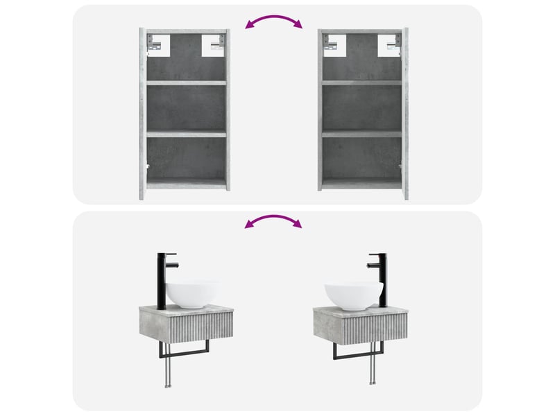 Ensemble de mobilier de salle de bain 3 pc gris béton cf64384 - Conforama E