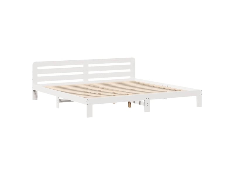 Lit double- lit adulte - cadre de lit sans matelas blanc 200x200 cm bois massif de pin - Conforama D