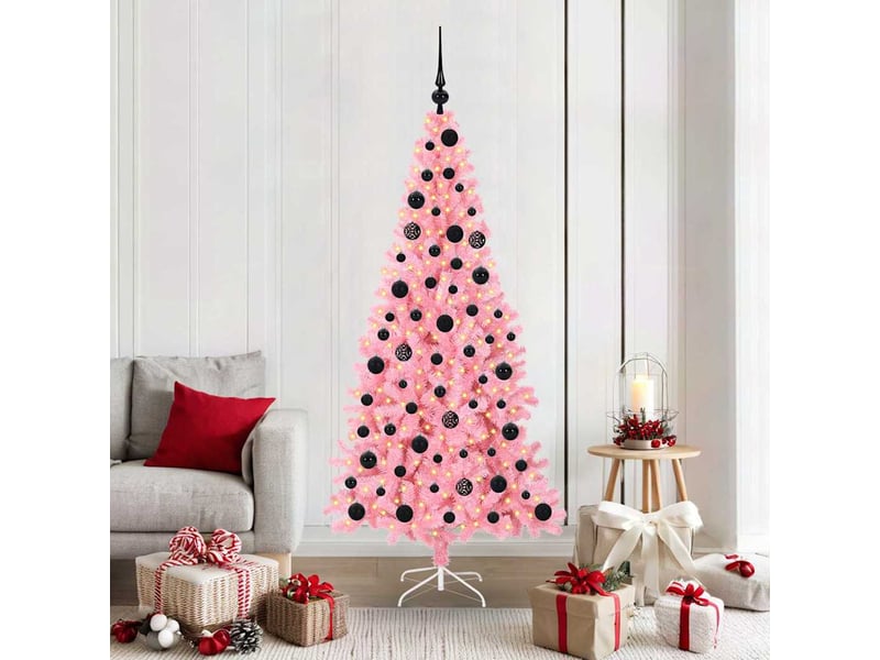  Sapin de noël - arbre de noël rose 180 cm pvc  - Conforama B