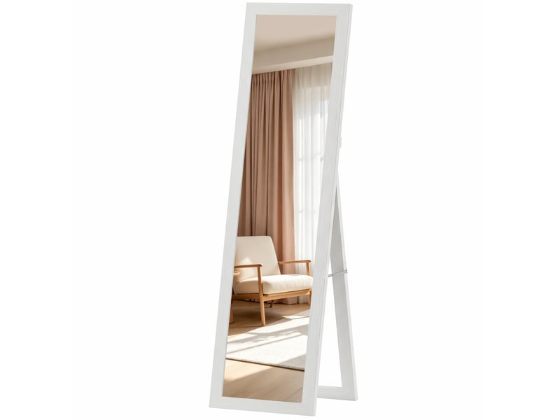  Miroir en pied sur pied et mural inclinable 37 x 157 cm blanc  - Conforama B