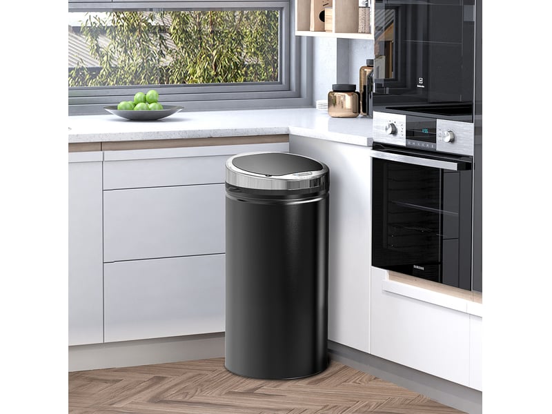  Poubelle à capteur tcqpz 42 l automatique avec couvercle 30,5 x 30,5 x 68 cm acier noir  - Conforama B
