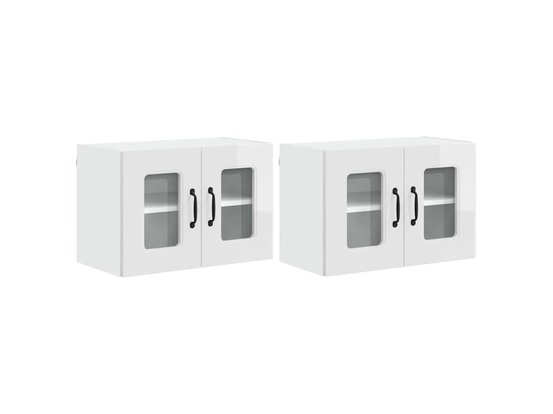 Meuble mural de cuisine | armoire de cuisine 2 pcs blanc brillant shl6223 - Conforama A